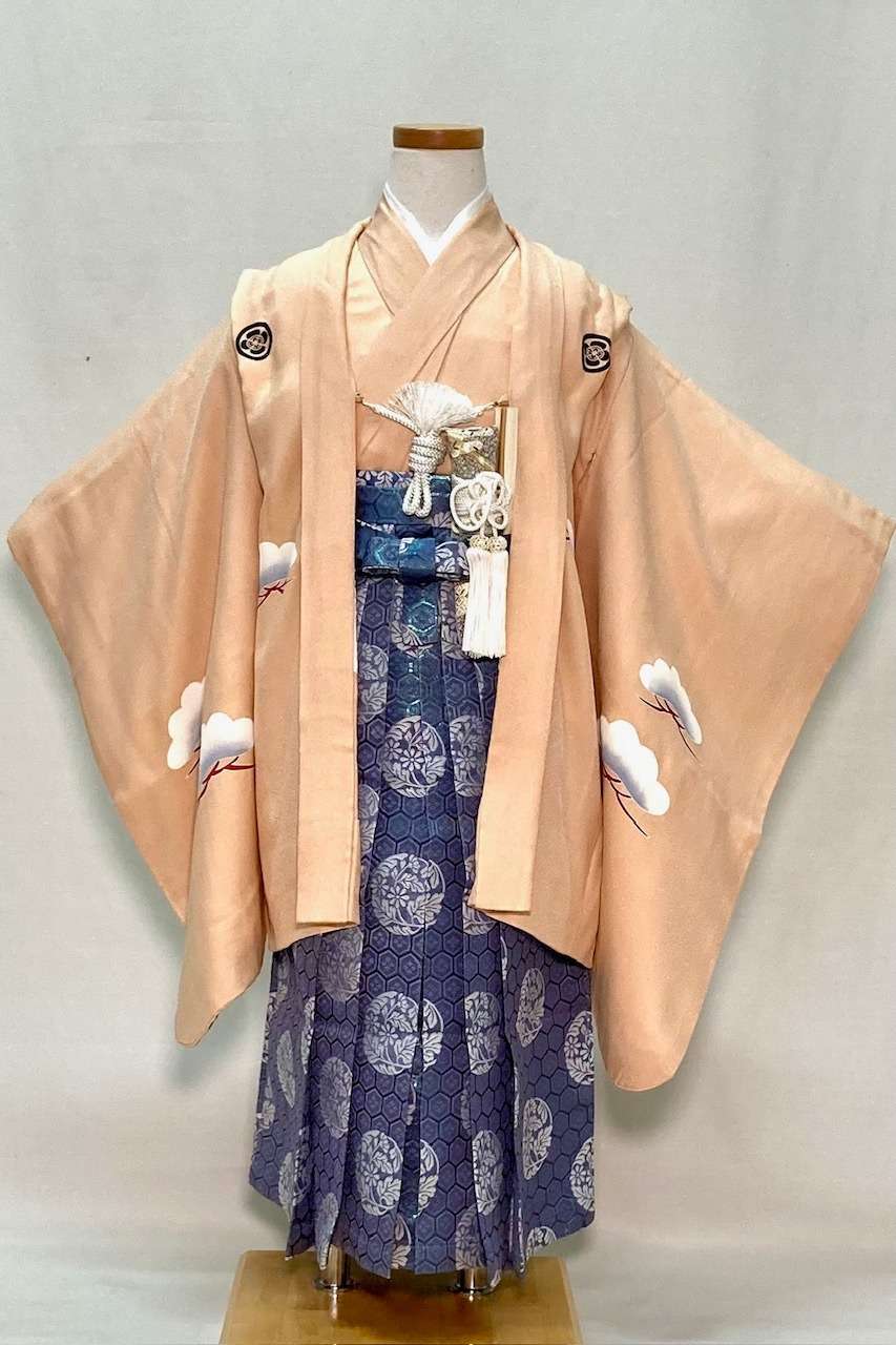 七五三シリーズ　5歳羽織袴フルセット　No.50　正絹