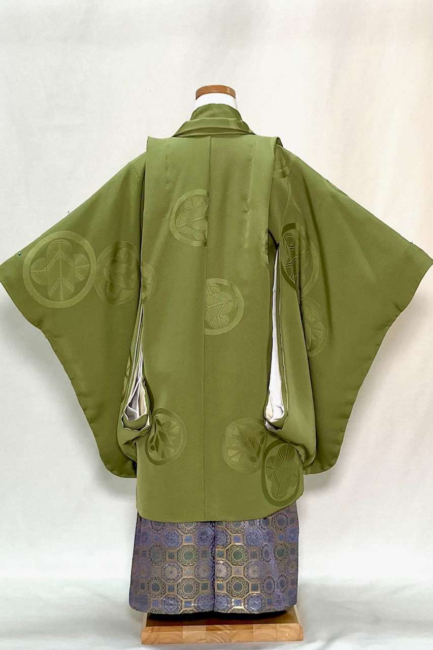 七五三シリーズ　5歳羽織袴フルセット　No.55　正絹