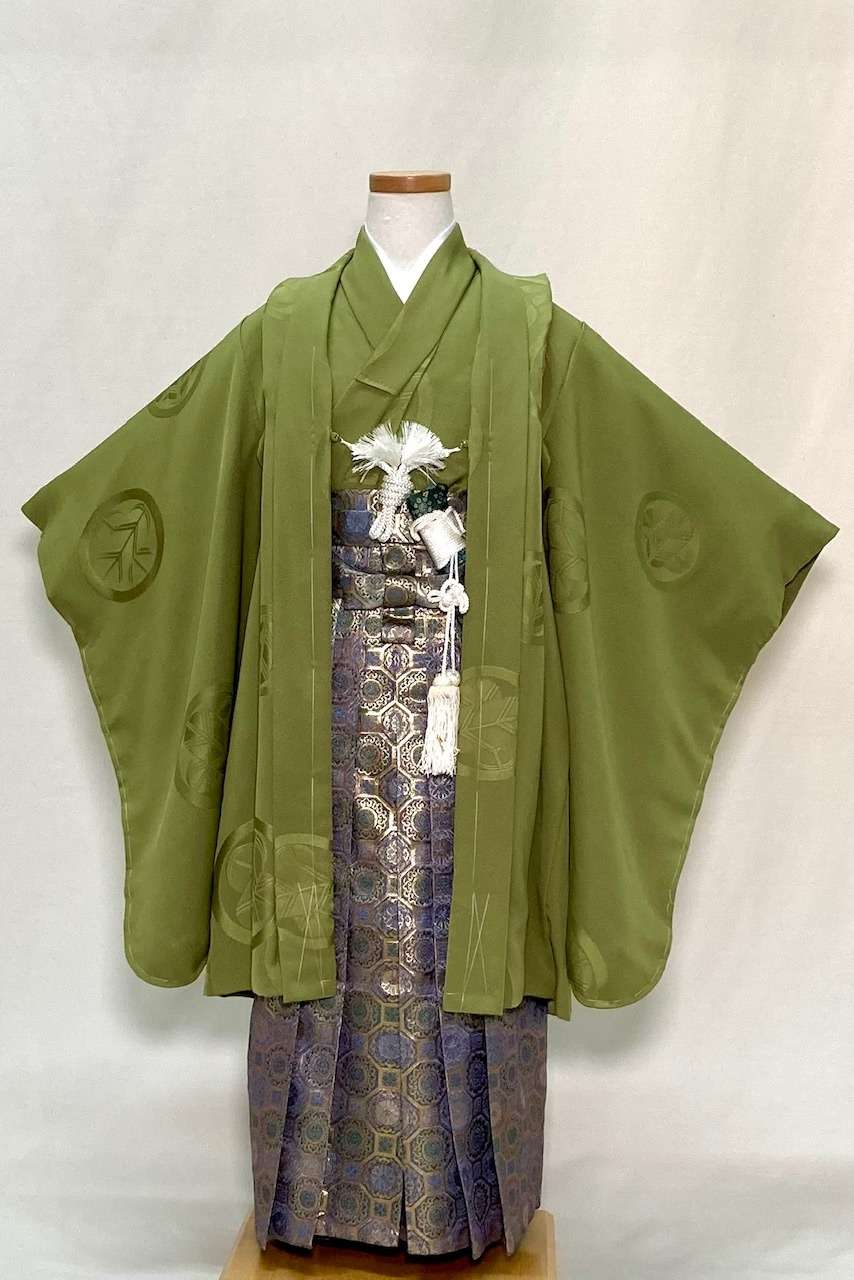 七五三シリーズ　5歳羽織袴フルセット　No.55　正絹