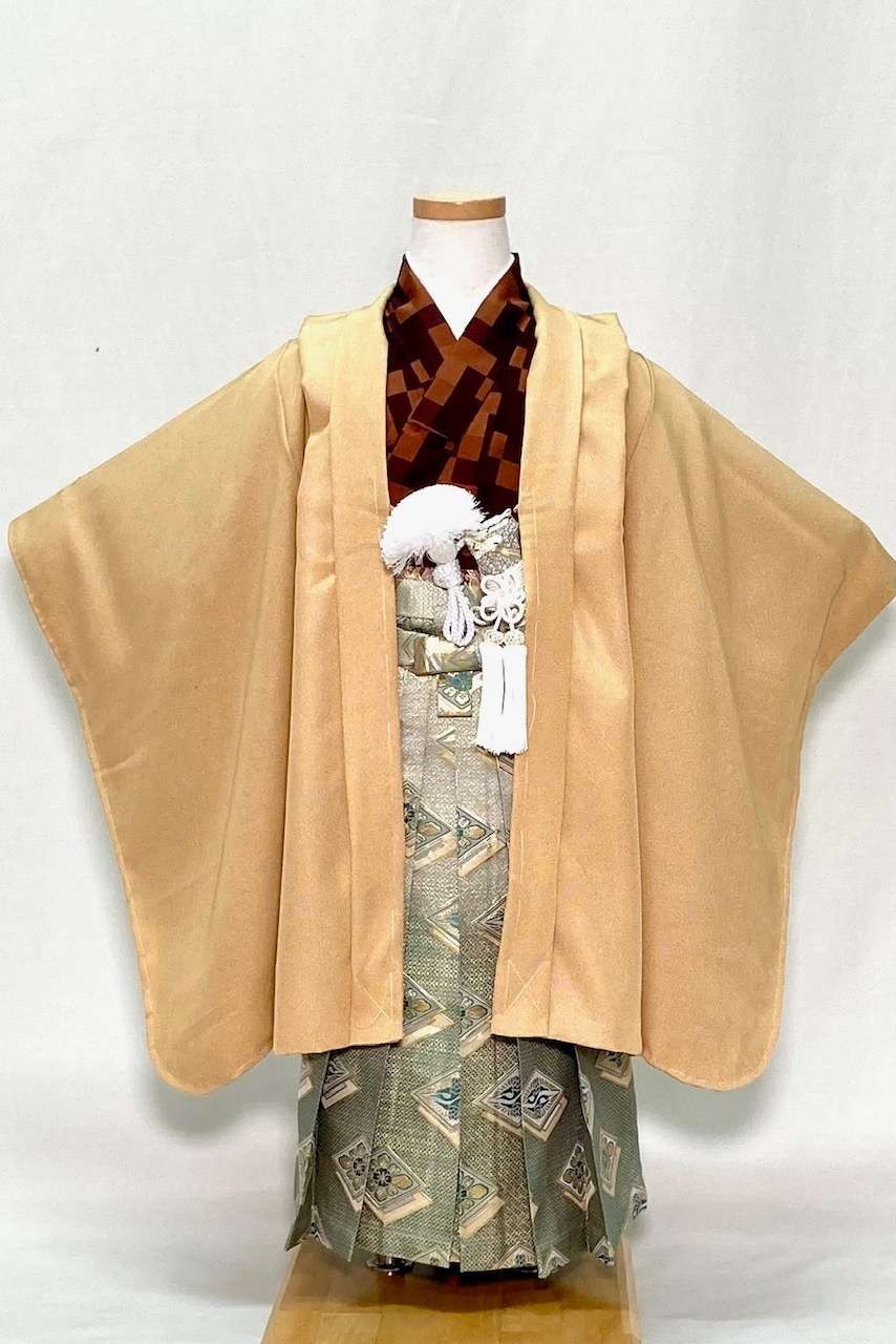 七五三シリーズ　5歳羽織袴フルセット　No.58　正絹