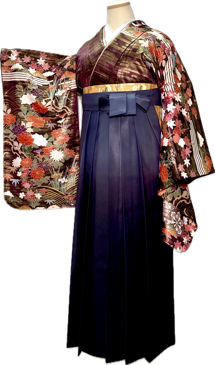 卒業式袴（小振袖＋袴）173　3L　正絹